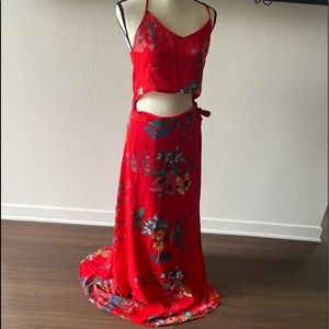 LULUS BLOOM MACI RED DRESS